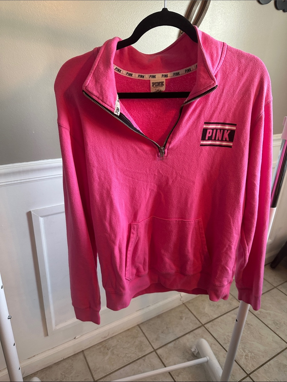 PINK Victoria's Secret Hot Pink Half-Zip Pullover